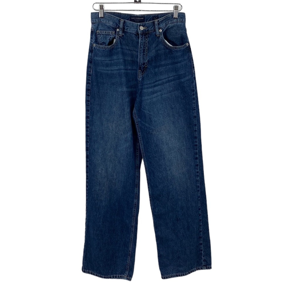 Lucky Brand Jeans Women Sz 8 29 Blue Cotton High Rise Wide Leg Loose Baggy Denim